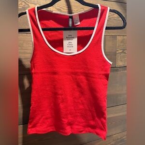 H&M Vibrant Red Tank Top with White Trim